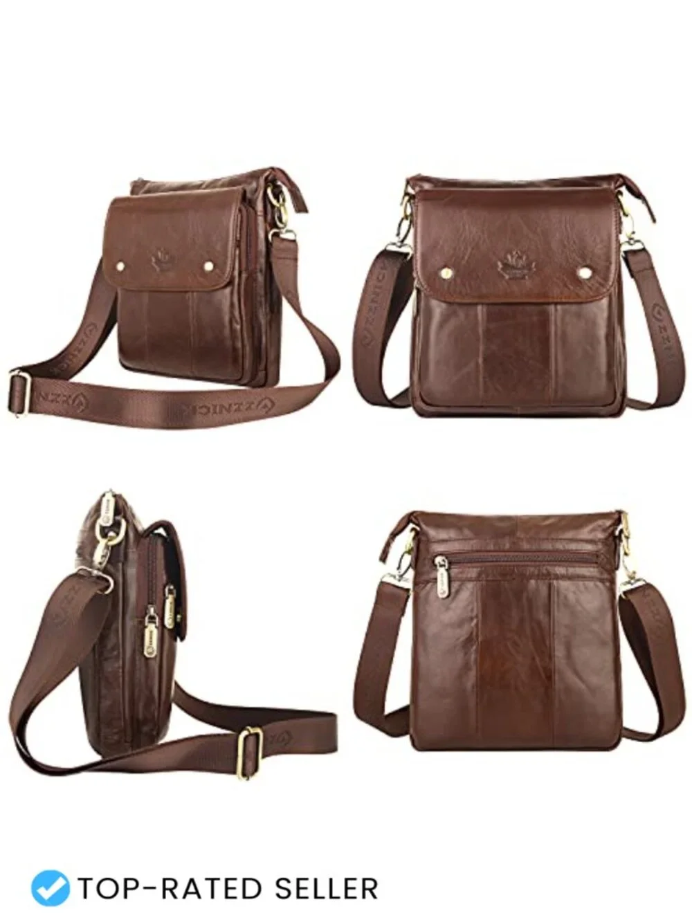 Genuine Leather Messenger Bag Sling Crossbody Shoulder Bag Travel Work